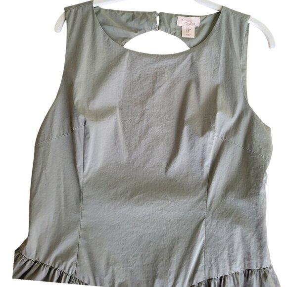 Camila Coelho Sage Green Midi Dress Bubble Hem Basque Waist Open Back Modern M - Picture 7 of 14